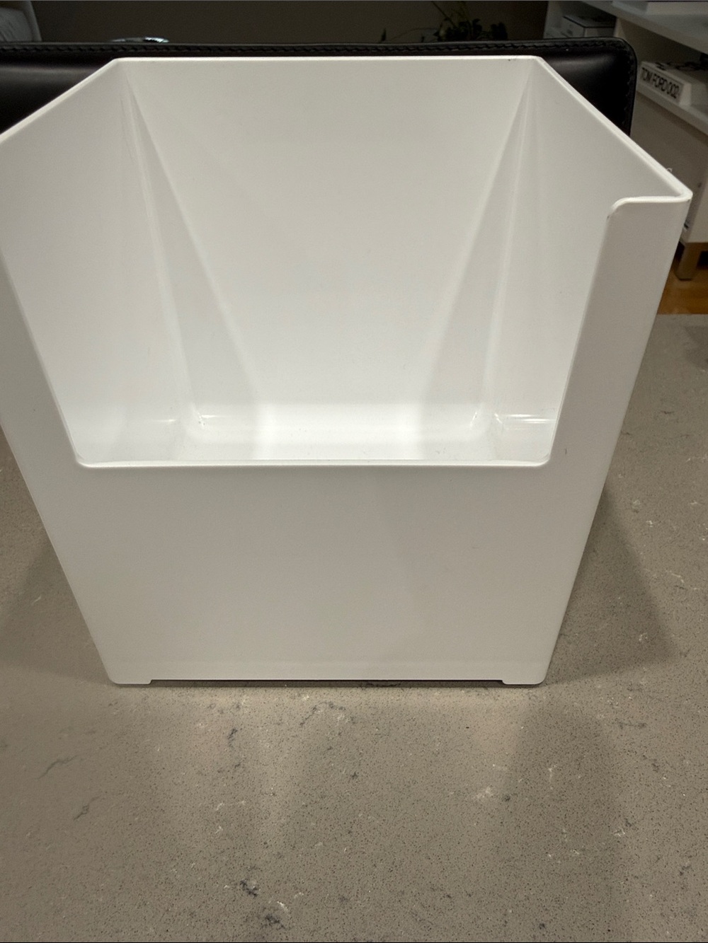 The Container Store White Tall open front Storage Bin